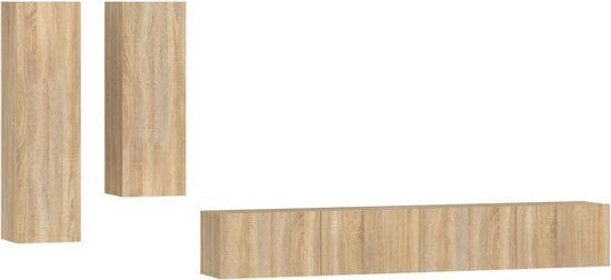 vidaXL 4-delige Tv-meubelset bewerkt hout sonoma eikenkleurig