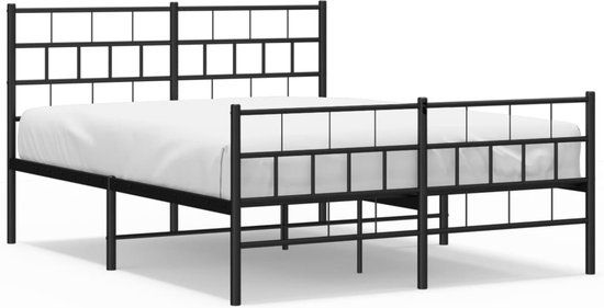 vidaXL Bedframe met hoofd- en voeteneinde Metaal Zwart 140x190 cm