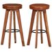 VidaXL Barstoelen 2 st echt leer en massief acaciahout