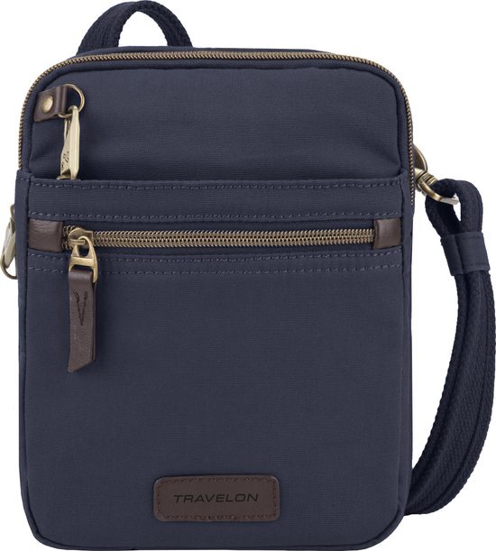 Travelon Anti-Diefstal Kleine Crossbody Tas - Snijbestendig - RFID - Water- en Vlekbestendig - Marineblauw