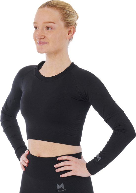 X treme sockswear Xtreme Sportswear Croptop - Lange Mouwen - Dames - Zwart - Maat L
