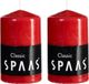 Spaas bougie cylindrique/bougie pilier - rouge - 2x - 6 x 10 cm - 25 heures de combustion - bougies horeca
