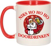 Bellatio Decorations Koffiemok - Doordrinken - 300 ml - Keramiek - Rood