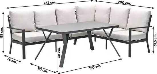 Garden Impressions Sergio Lounge Dining Set - 6-Seater - Right - Carbon Black/Desert Sand