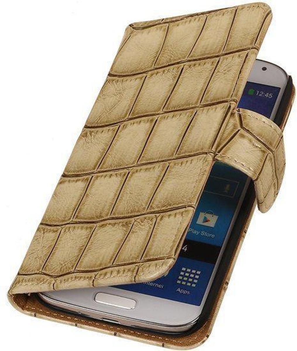 Best Cases Geel Croco Design Book Cover Hoesje Galaxy S4 I9500