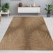 Bol Tapis intérieur et extérieur élégant avec motif de feuilles tropicales en beige et marron, dimensions : 140 x 200 cm