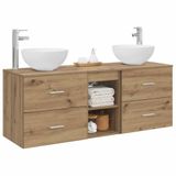vidaXL Badkamerkastenset 3 st Artisanaal eiken 129 x 35 x 80 cm