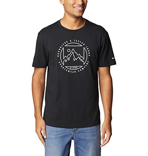 Columbia Heren M Rapid Ridge T-shirt met korte mouwen met grafisch patroon, zwart, grenzeloze afbeelding, XS, Zwart, grenzeloze afbeelding, XS