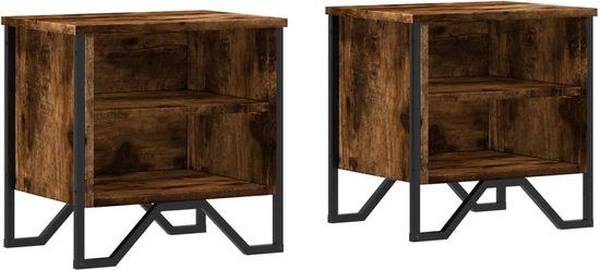 vidaXL Nachtkastjes 2 stuks 40x30x40 cm bewerkt hout gerookt eikenkleurig