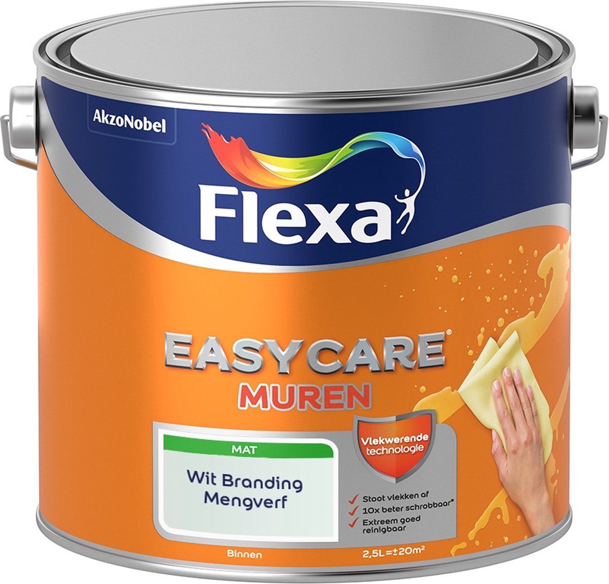 FLEXA Easycare Muurverf - Mat - Mengkleur - Wit Branding - 2,5 liter