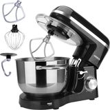 AREBOS Keukenmachine - 1500W - Keukenrobot - 6L - Roestvrijstalen Mengkom - Zwart