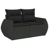 VidaXL 8-delige Loungeset met kussens, poly rattan, zwart