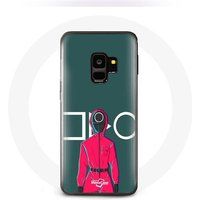 Maniacase Hoesje voor Samsung S9 plus inktvis spel rode soldaat met cirkel masker groene achtergrond