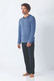 Hajo Klima-light heren pyjama marine blauw - Blauw - Maat 52