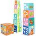 Blocs empilables Montessori - 10 pièces - Avec chiffres et lettres - Hauteur 110 cm