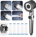 Alpenkraft Douchekop met filter, handdouche waterbesparend, 4 standen, houder, 5 filters, Noir