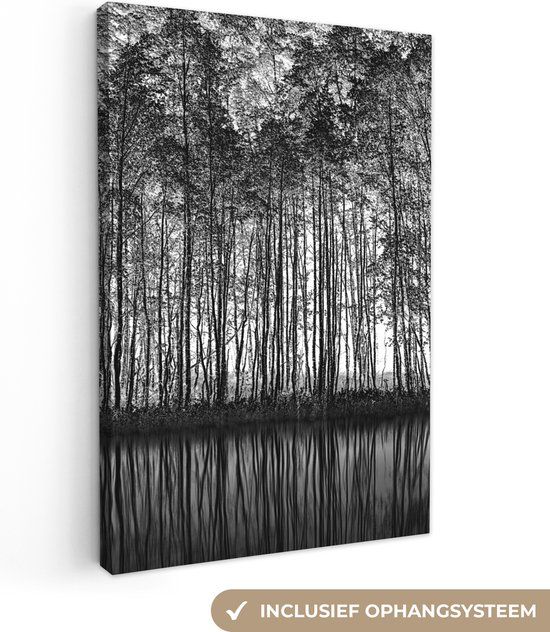 OneMillionCanvasses Canvas Schilderij - Bos Bomen Natuur - 90x140 cm - Wanddecoratie
