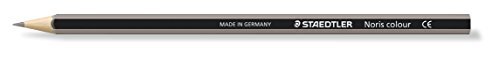 Staedtler Noris Colour, 185-80 kleurpotloden, set met 12 kleurpotloden in lichtgrijs, verhoogde puntbreukbestendigheid, zeskant, WOPEX-materiaal, PEFC-hout, DIN EN71, strependesign, Made in Germany