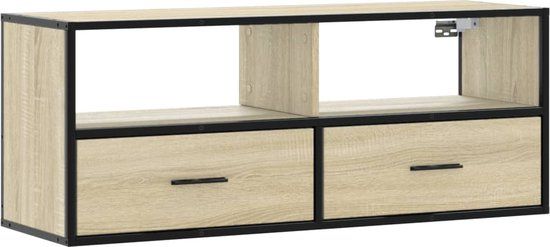vidaXL Tv-meubel 100x31x39,5cm bewerkt hout metaal sonoma eikenkleurig
