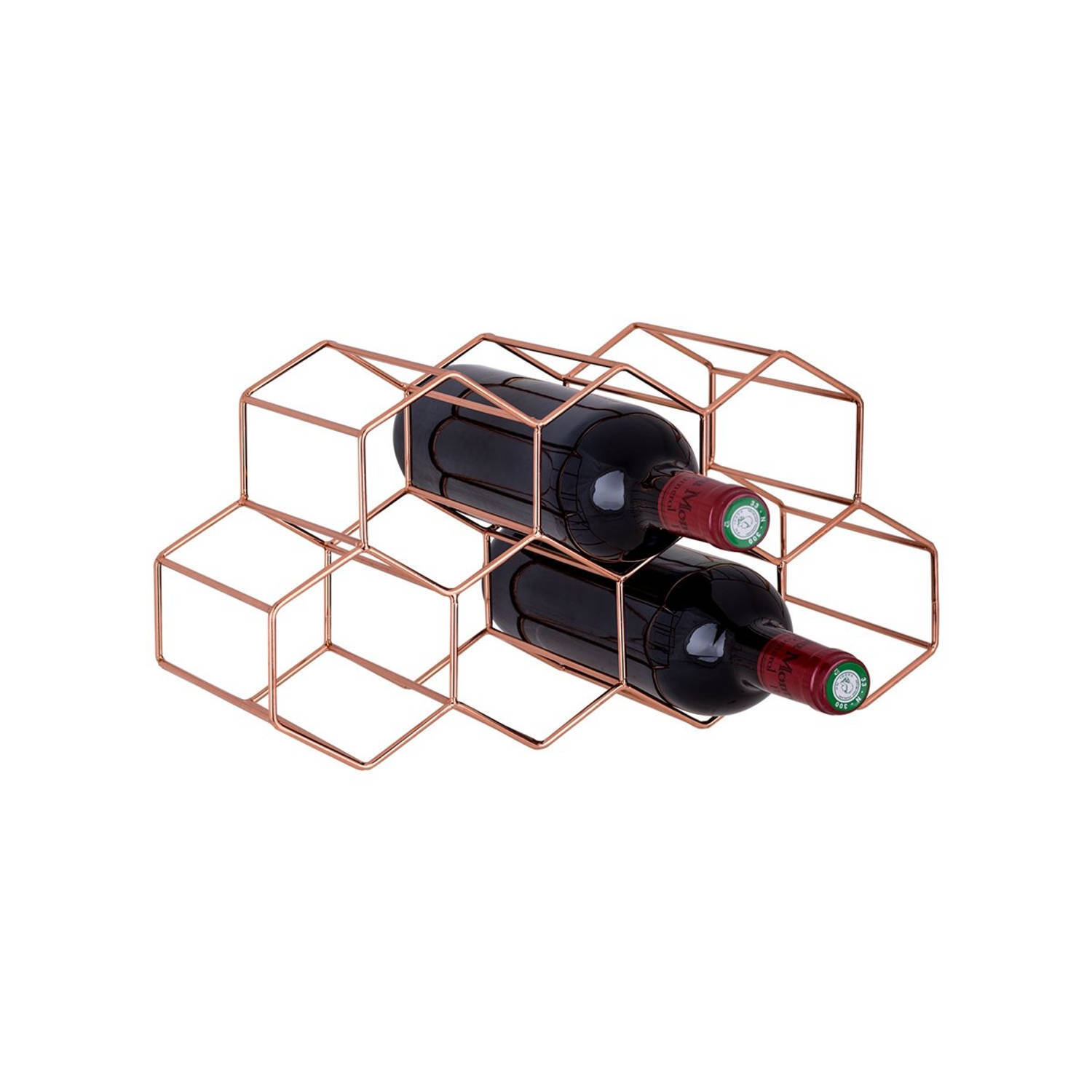 Cosy&Trendy wijnrek geo koper - 7 flessen - 37.5 x 15 x 16 cm