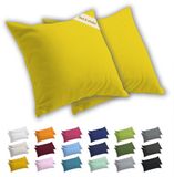 Lavea® Kussenslopen 40x40 cm Set van 2 – Kussenhoezen van 100% Zachte en Ademende Jersey Katoen met YKK Ritssluiting – Zonnegeel