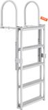 VEVOR Dockladder 5 Intrekbare Treden, 159 Kg Laadvermogen, Aluminium Pontonbootladder Met 1700-2005 Mm Verstelbare Hoogte, 10 Cm Brede Rubberen Mat voor Het Aan Boord Gaan Van Schepen/Meer/Zwembad/Marine
