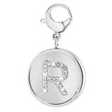 Lucardi Dames Gerecycled just.d stalen hanger letter R met kristal - Hanger - Staal - Zilverkleurig