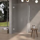 Fortifura Galeria Douchecabine - 80x80x200cm - scharnieren - deurgreep - vlak - gesatineerd veiligheidsglas - PVD - geborsteld RVS