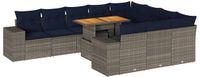vidaXL 11-delige dining loungeset met kussens, polyrattan, grijs