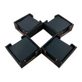 Verpakking Hostelnovo Verpakking met 100 zwarte papieren servetten + 4 servetringen van gerecycled karton, zwart, ideaal voor cocktails, 10 x 10 cm, opgevouwen
