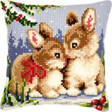 Vervaco Kruissteekkussen kit Konijntjes in de sneeuw 40 x 40 cm