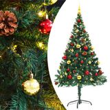vidaXL Kunstkerstboom met verlichting en kerstballen 150 cm groen