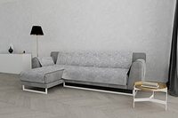 Italian Bed Linen Italian bed linnen "Glamour" antislip sofa cover met chaise longue links, lichtgrijs, 240cm
