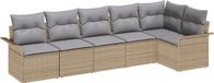 vidaXL Banc de jardin - Ensemble - 6 places assises - Beige - Polyrattan