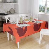 Bonamaison Tafelkleed, Anti-Mold, Sneldrogend, Waterdicht, 100% Polyester Tafellaken, Oranje Bordeaux, 140 x 160 Cm