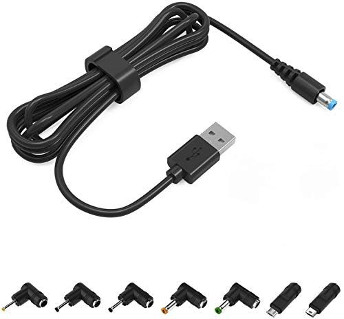 NEUE DAWN Universele holle stekker USB kabel naar DC stekker adapterkabel 5,5 x 2,1 mm naar 7 stekkers: 2,5 x 0,7 mm/3,0 x1,0 mm 3,5 * 1,35 mm/4,0 x1,7 mm/5,5 x2,5 mm/Mini-USB/Micro USB Multi Converter stekker