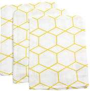 Briljant Baby hydrofiel washandje grid ochre - set van 3 Wit/geel