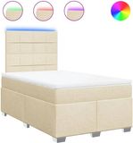 vidaXL Boxspringbed met matras, stof, crèmekleurig, 120x200 cm