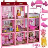 Ruhhy Maison de poupée 3 étages avec 22 meubles et poupée