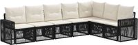 vidaXL Tuinbank - Set - 7 zitplekken - Zwart en Crèmewit - Polyrattan