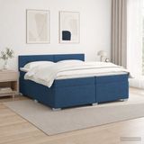vidaXL Boxspringbed met matras en blauwe LED-verlichting, 200 x 200 cm, gestoffeerd
