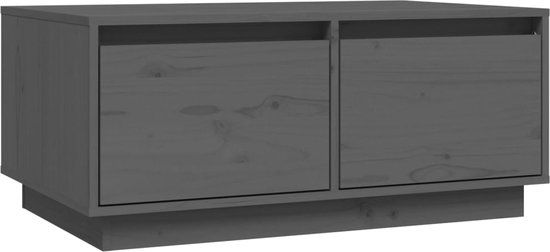 vidaXL Salontafel 80x50x35 cm massief grenenhout grijs