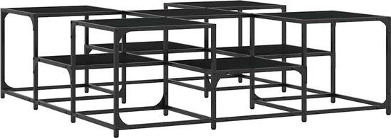 vidaXL Salontafel 121x121x40 cm bewerkt hout zwart