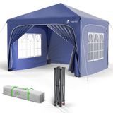 VOUNOT Tuinpaviljoen 3x3m met 4 Zijwanden & 4 Zandzakken, Pop-Up Inklapbare Partytent, Waterdicht en UV-bestendig Paviljoen, Feesttent met Draagtas, Blauw