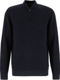 OLYMP Casual modern fit half zip trui katoen - korte rits - marine blauw