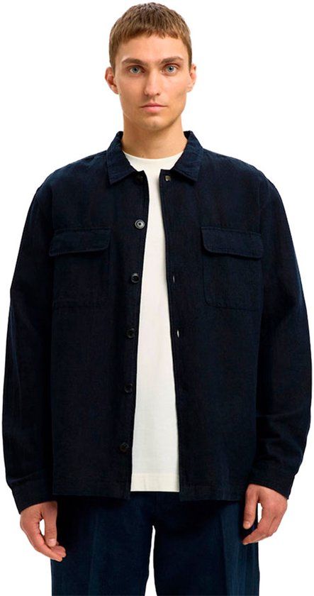 Selected Leroy Linen Blend Overshirt Blauw M Man