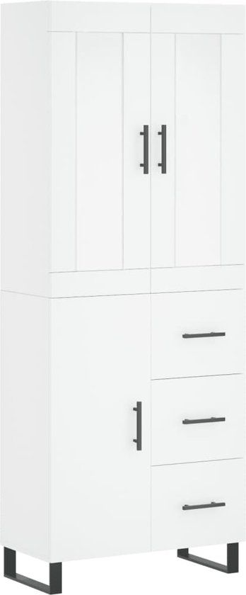 vidaXL Hoge kast bewerkt hout wit 69,5x34x180 cm