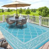 Markenlos Shenzhen Haorui Industrial Technology Co., Ltd. Outdoortapijt weerbestendig uv-bestendig - Groot balkontapijt 150 x 210 cm - Kunststof tapijt groen terras tuin - Wasbaar campingtapijt buiten tapijt