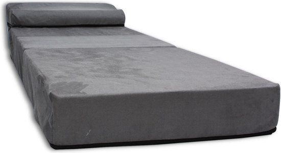 Viking Choice Logeermatras met kussen - 70x200x15cm - Grijs - Opvouwbaar