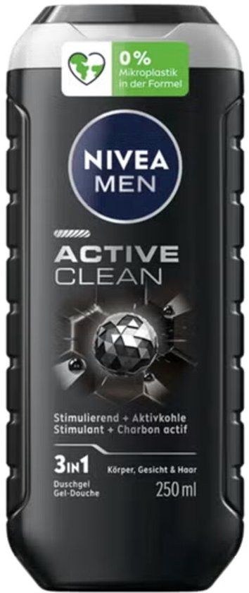 NIVEA Men Shampoo & Douchegel 3in1 Active Clean - 3 x 250 ml - Voordeelverpakking